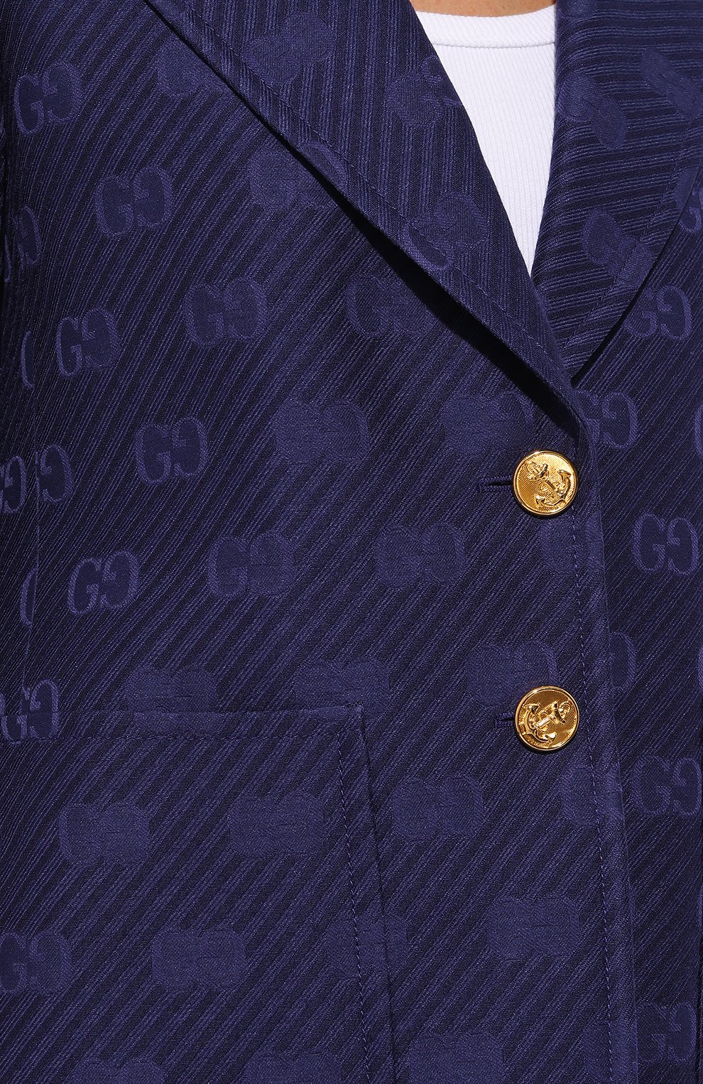 Жакет из шерсти и шелка GUCCI синего цвета по цене 429120 руб., арт. 610278 ZADSU, фото 5 Жакет из шерсти и шелка GUCCI, арт. 610278 ZADSU, фото 5