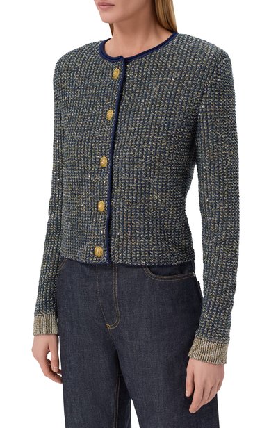 Кардиган BALMAIN синего цвета по цене 209500 руб., арт. HF1KL918/KK13, фото 3 Кардиган BALMAIN, арт. HF1KL918/KK13, фото 3
