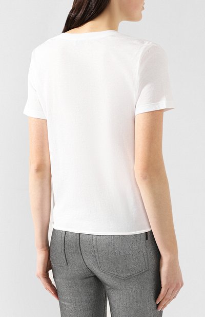 Хлопковая футболка SAINT LAURENT белого цвета по цене 41950 руб., арт. 557491/YBAQ2, фото 4 Хлопковая футболка SAINT LAURENT, арт. 557491/YBAQ2, фото 4