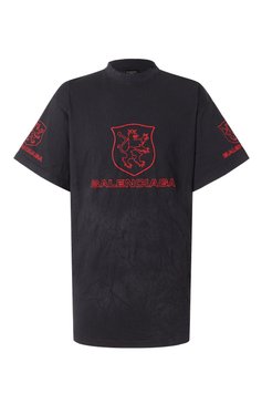 Мужская хлопковая футболка BALENCIAGA черного цвета, арт. 787349/TRVR9 | Фото 1 (Драгоценные камни: Проставлено; Рукава: Короткие; Материал сплава: Проставлено; Длина (для топов): Удлиненные; Материал внешний: Хлопок; Стили: Спорт-шик; Принт: С принтом; Кросс-КТ: Джерси; Мужское Кросс-КТ: Футболка-одежда)