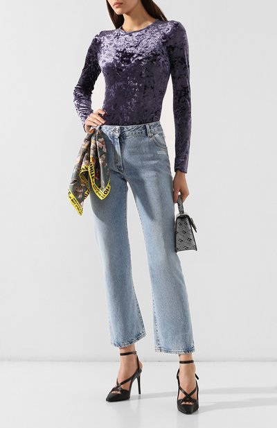 Бархатное боди OFF-WHITE синего цвета по цене 28650 руб., арт. 0WDD009E19F660913201, фото 2 Бархатное боди OFF-WHITE, арт. 0WDD009E19F660913201, фото 2