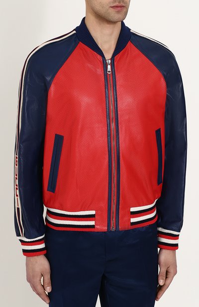 Кожаный бомбер на молнии с перфорацией GUCCI, арт. 497401/XG525, фото 3