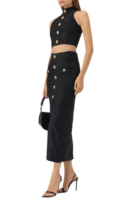 Юбка из вискозы Balmain FF1LE481/JK65 Чёрный  FF1LE481/JK65 Фото 2