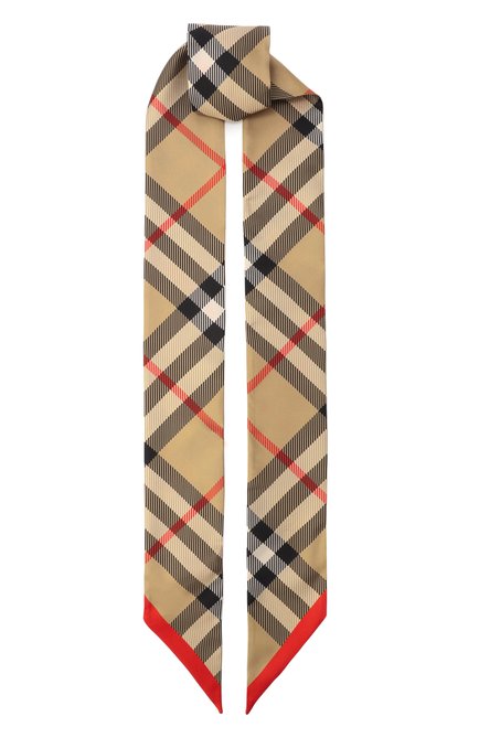 Женский шелковый шарф-твилли BURBERRY бежевого цвета, арт. 8088136 | Фото 1 (Нос: Не проставлено; Материал: Шелк, Текстиль; Материал сплава: Проставлено)