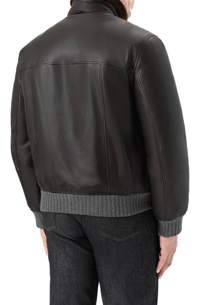 Кожаный бомбер с меховым воротником BRUNELLO CUCINELLI, арт. MPAMA2052, фото 4