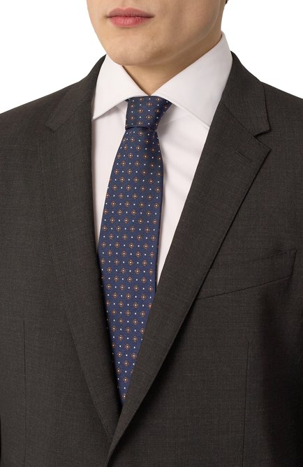 Мужской шелковый галстук ZEGNA темно-синего цвета, арт. 1P8/Z9D02TA9 | Фото 2 (Материал сплава: Проставлено; Материал: Шелк, Текстиль; Нос: Не проставлено; Принт: С принтом)