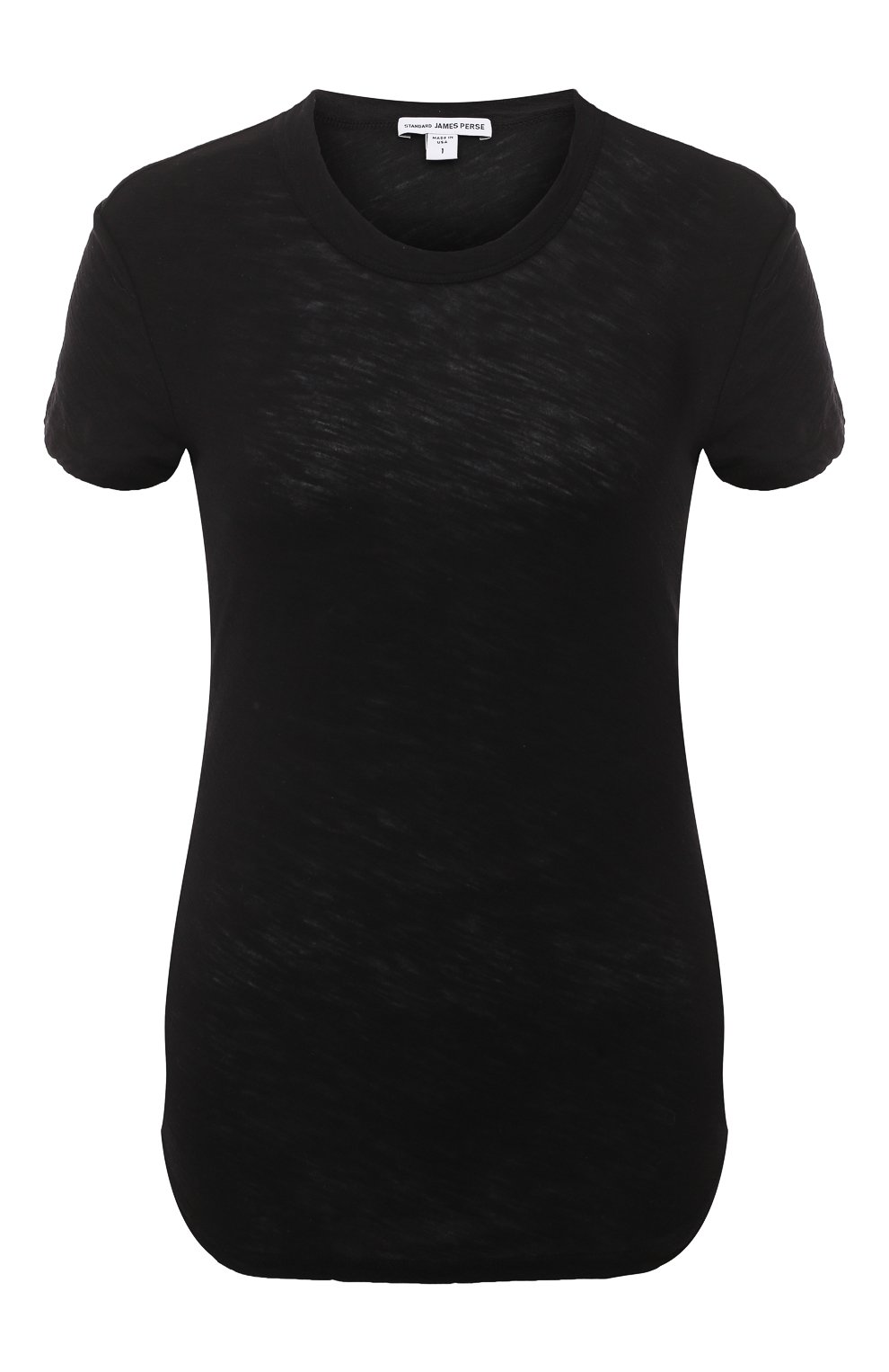 Хлопковая футболка JAMES PERSE черного цвета по цене 19200 руб., арт. WUA3037/BLK, фото 1 Хлопковая футболка JAMES PERSE, арт. WUA3037/BLK, фото 1