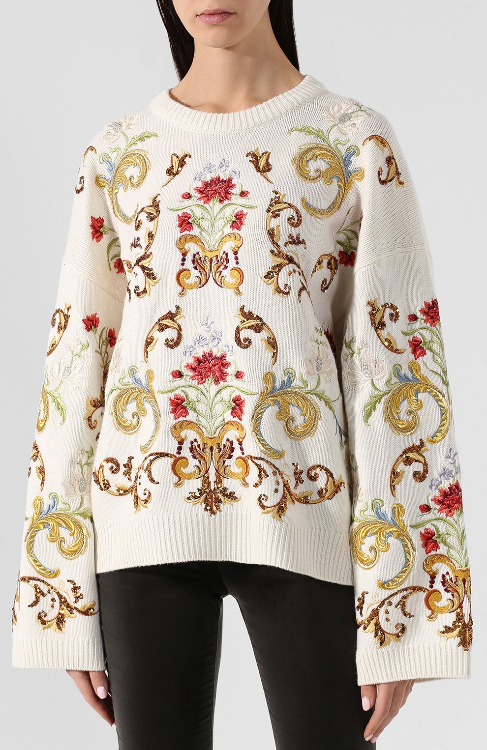 Кашемировый пуловер DOLCE & GABBANA белого цвета по цене 473500 руб., арт. FX346T/JAWJT, фото 3 Кашемировый пуловер DOLCE & GABBANA, арт. FX346T/JAWJT, фото 3