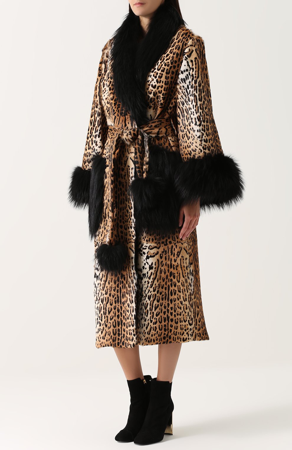 Шуба из меха козлика с отделкой из меха лисы DOLCE & GABBANA, арт. 0102/F0T17F/FUPRL, фото 3