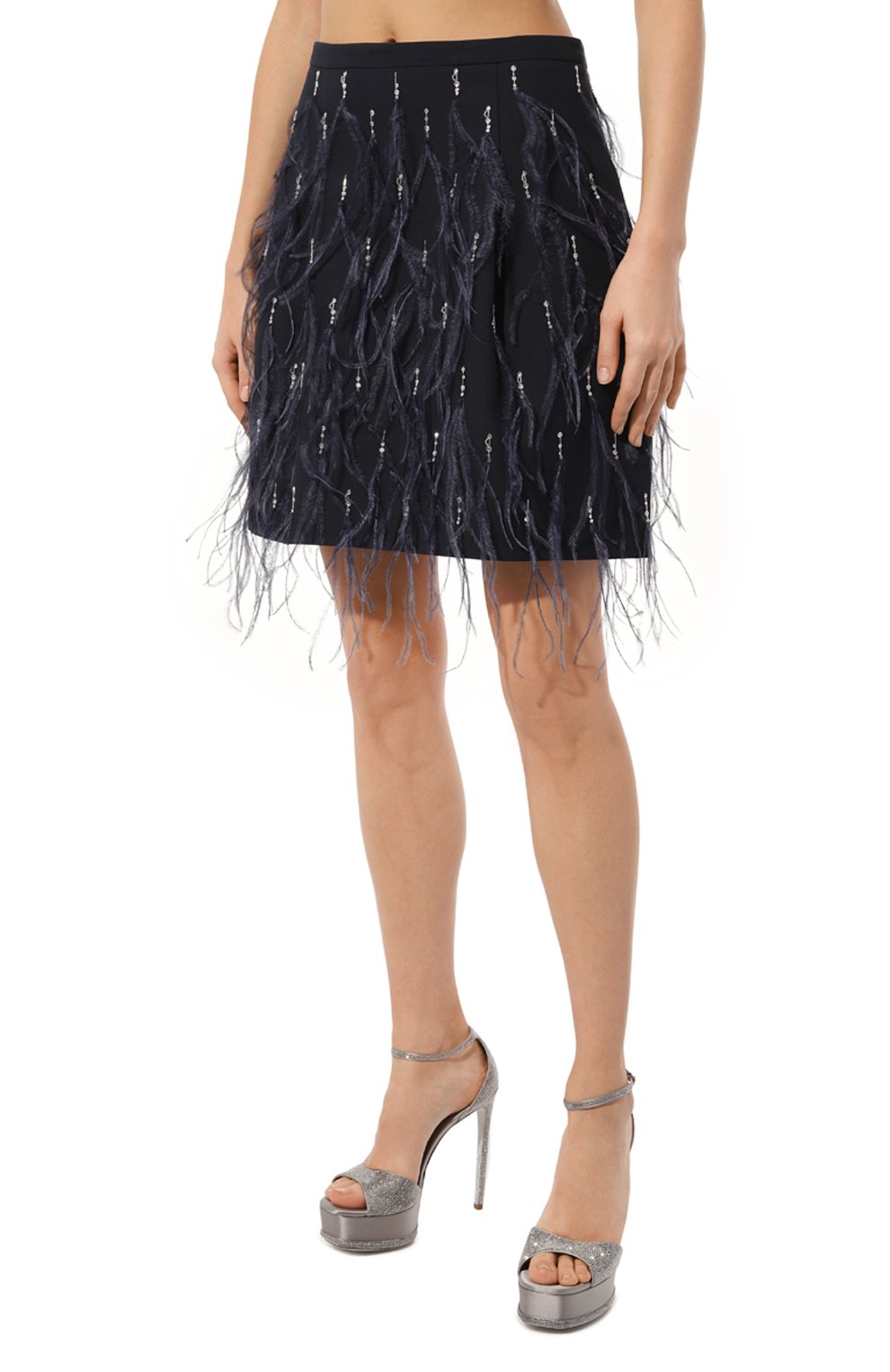 Юбка с отделкой перьями VALENTINO, арт. 5B3RABH41CF, фото 3