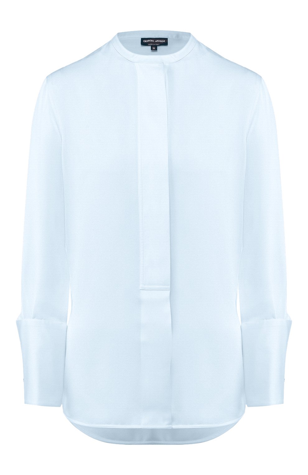 Шелковая рубашка GIORGIO ARMANI голубого цвета по цене 179000 руб., арт. 0SHCCZ34/TZ121, фото 1 Шелковая рубашка GIORGIO ARMANI, арт. 0SHCCZ34/TZ121, фото 1