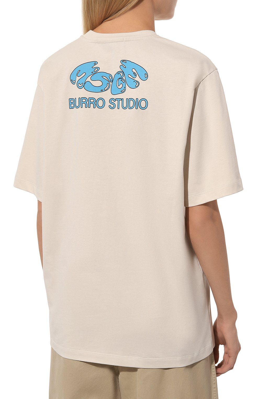 Хлопковая футболка MSGM кремового цвета по цене 15300 руб., арт. 3746MM02/247791, фото 4 Хлопковая футболка MSGM, арт. 3746MM02/247791, фото 4