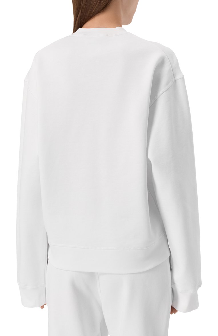 Женский хлопковый костюм DSQUARED2 белого цвета, арт. S75FZ0070/D25015 | Фото 3 (Длина (брюки, джинсы): Укороченные; Длина (для топов): Стандартные; Рукава: Длинные; Кросс-КТ: костюм; Стили: Спорт-шик; Случай: Повседневный; Материал внешний: Хлопок)