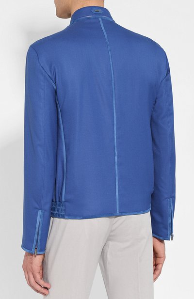 Кашемировый бомбер с отделкой из кожи страуса ZILLI, арт. MAN-BRAQU-D0580/1004, фото 4