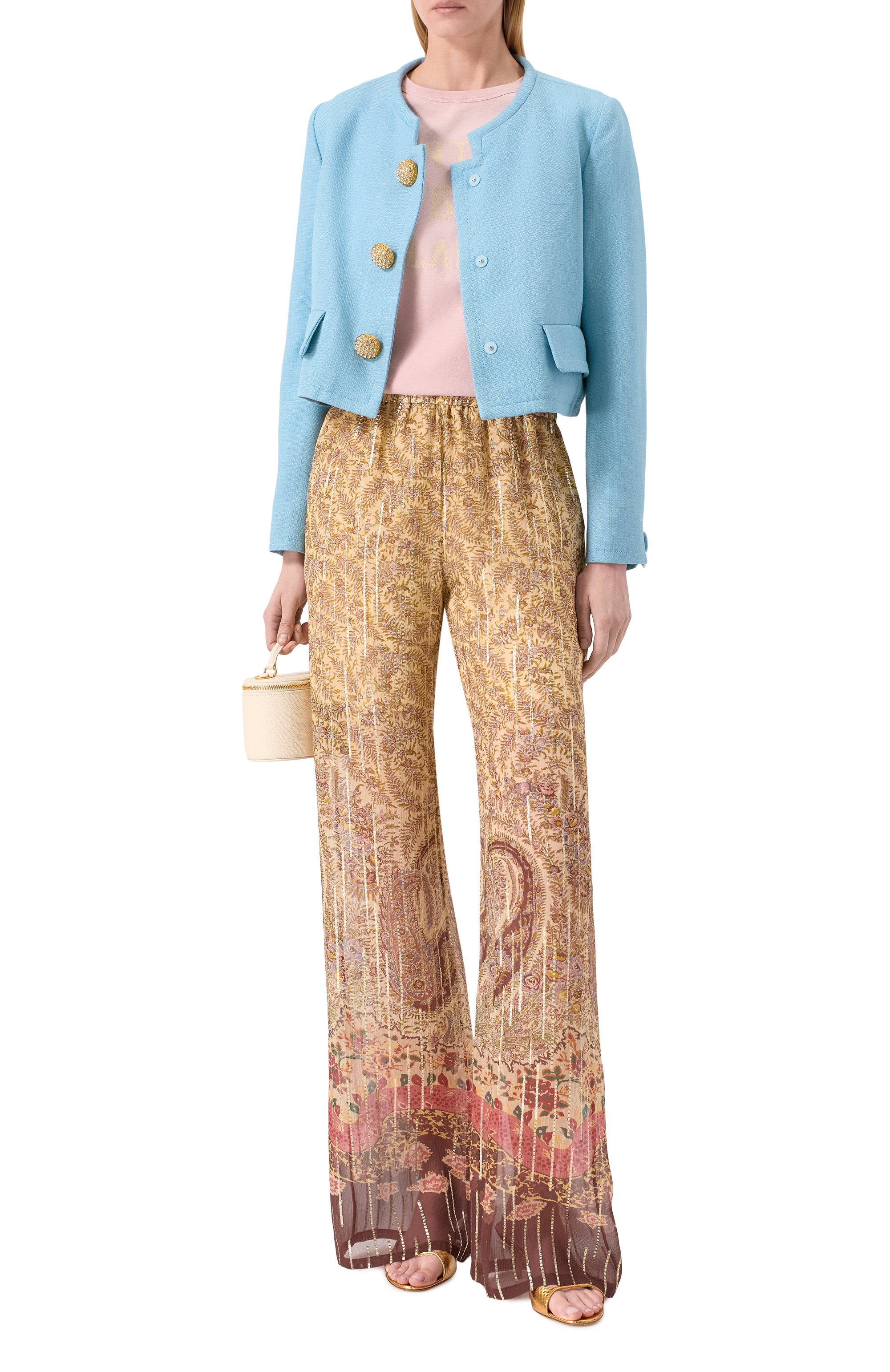 Шелковые брюки VALENTINO бежевого цвета по цене 385500 руб., арт. 8B3RB746/A54, фото 2 Шелковые брюки VALENTINO, арт. 8B3RB746/A54, фото 2