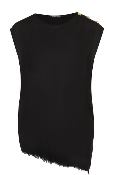 Женский однотонный топ асимметричного кроя из вискозы BALMAIN, арт. 131415/196S