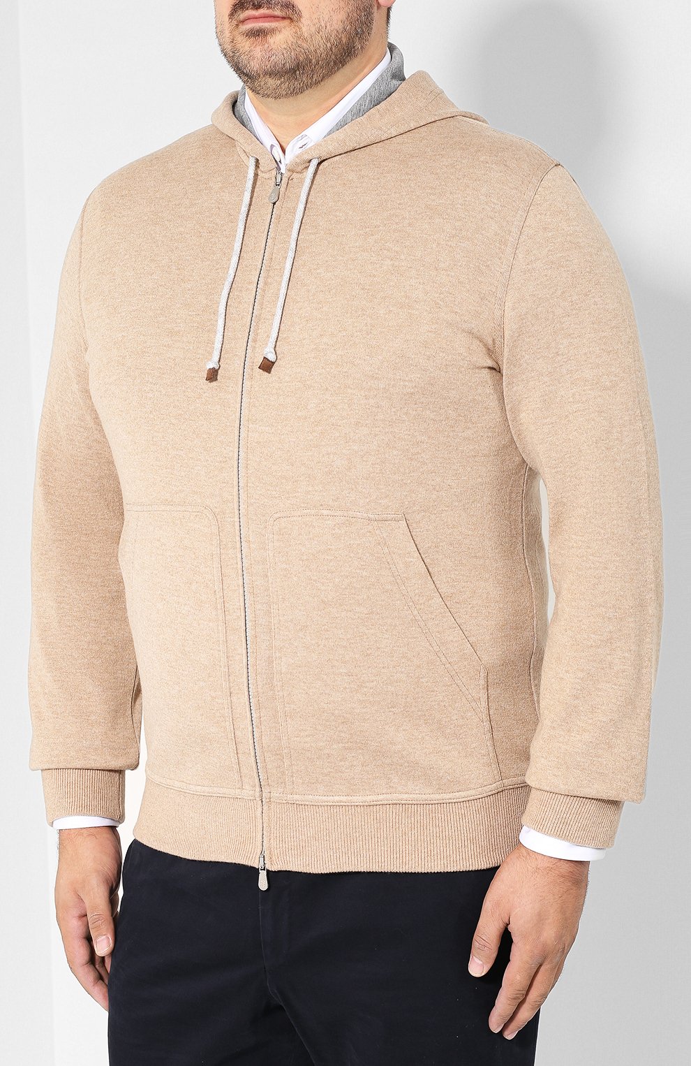 Толстовка из кашемира и хлопка BRUNELLO CUCINELLI бежевого цвета по цене 283500 руб., арт. MTU019069G, фото 3 Толстовка из кашемира и хлопка BRUNELLO CUCINELLI, арт. MTU019069G, фото 3