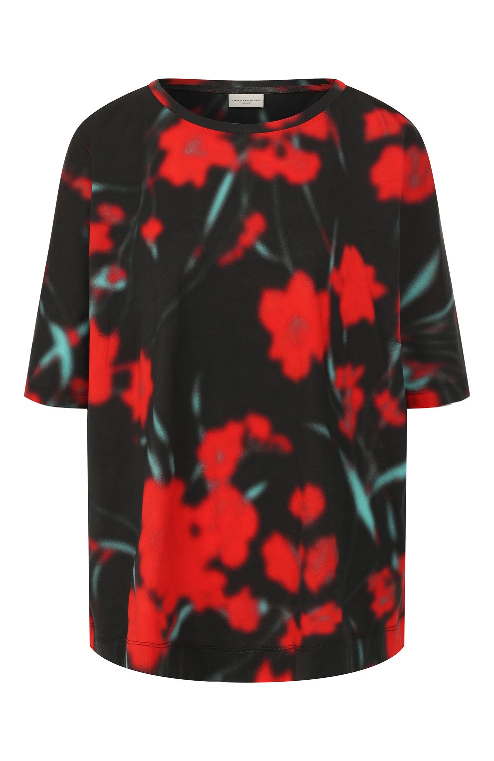 Хлопковая футболка DRIES VAN NOTEN красного цвета по цене 26200 руб., арт. 191-11193-7624, фото 1 Хлопковая футболка DRIES VAN NOTEN, арт. 191-11193-7624, фото 1