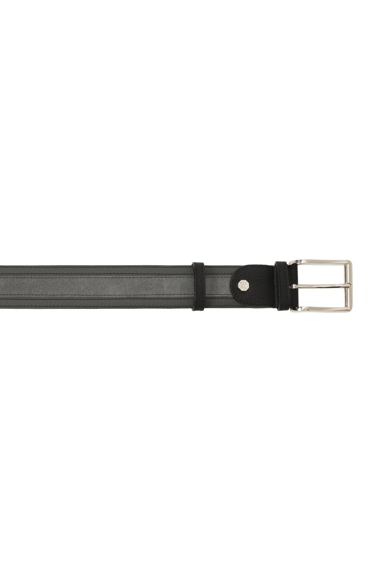 Мужской замшевый ремень ARTIOLI темно-серого цвета, арт. GUIM3372/40/RUBBERIZED S0FT KID/SUEDE | Фото 4 (Нос: Не проставлено; Материал: Натуральная кожа, Замша; Случай: Повседневный)