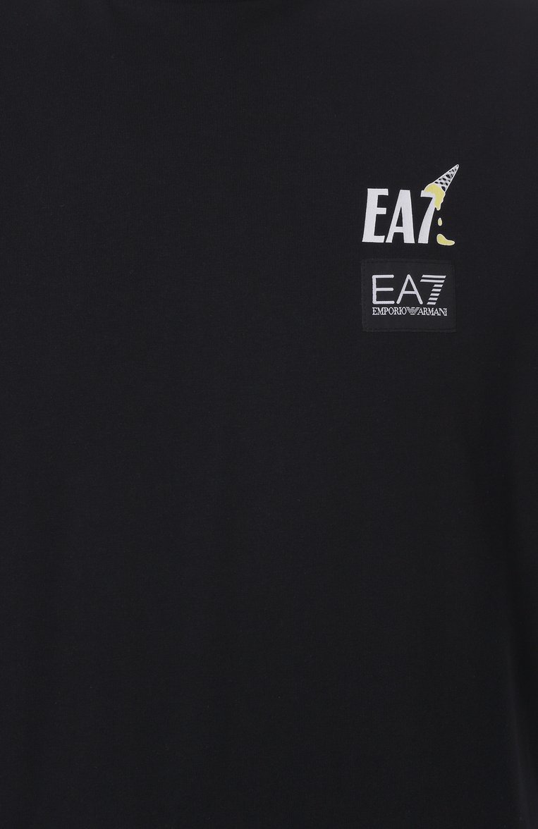 Мужская хлопковая футболка EA7 черного цвета, арт. 7M000118/AF13244 | Фото 6 (Длина (для топов): Стандартные; Материал внешний: Хлопок; Рукава: Короткие; Стили: Гранж; Принт: С принтом; Мужское Кросс-КТ: Футболка-одежда; Кросс-КТ: Дж�ерси; Автоматизация состава: Проставлено; Детали: Без декора; Автоматизация ТО: Проставлено)