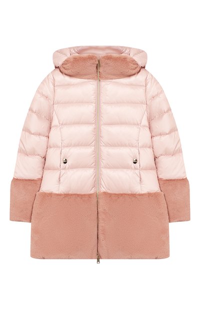 Пуховик с капюшоном HERNO розового цвета по цене 57500 руб., арт. PI0074G/12017/10A-14A, фото 1 Пуховик с капюшоном HERNO, арт. PI0074G/12017/10A-14A, фото 1