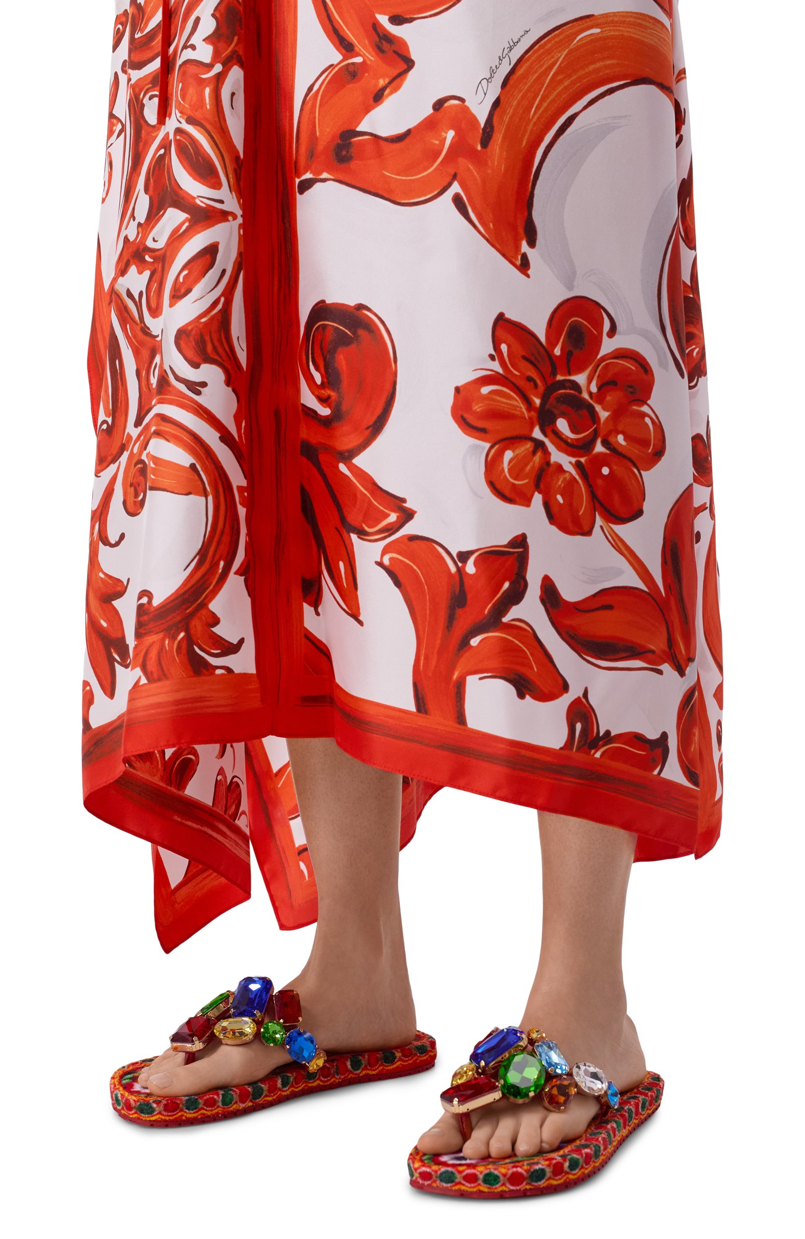 Кожаные шлепанцы DOLCE & GABBANA разноцветного цвета по цене 134000 руб., арт. CQ0706/A0566, фото 2 Кожаные шлепанцы DOLCE & GABBANA, арт. CQ0706/A0566, фото 2
