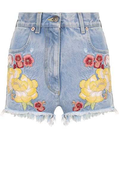 Джинсовые мини-шорты с контрастной вышивкой GUCCI, арт. 502779/XR959, фото 1