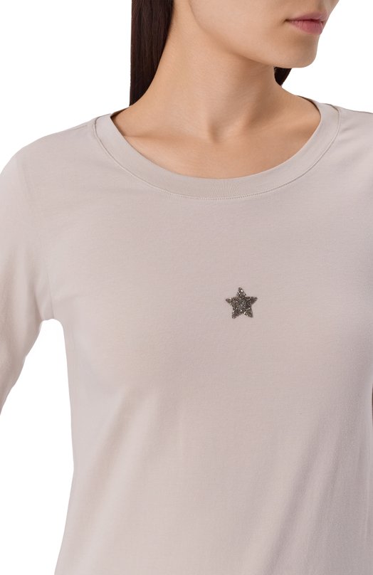 Хлопковый лонгслив Lorena Antoniazzi TS10/9999 Бежевый  TS10/9999 Фото 5