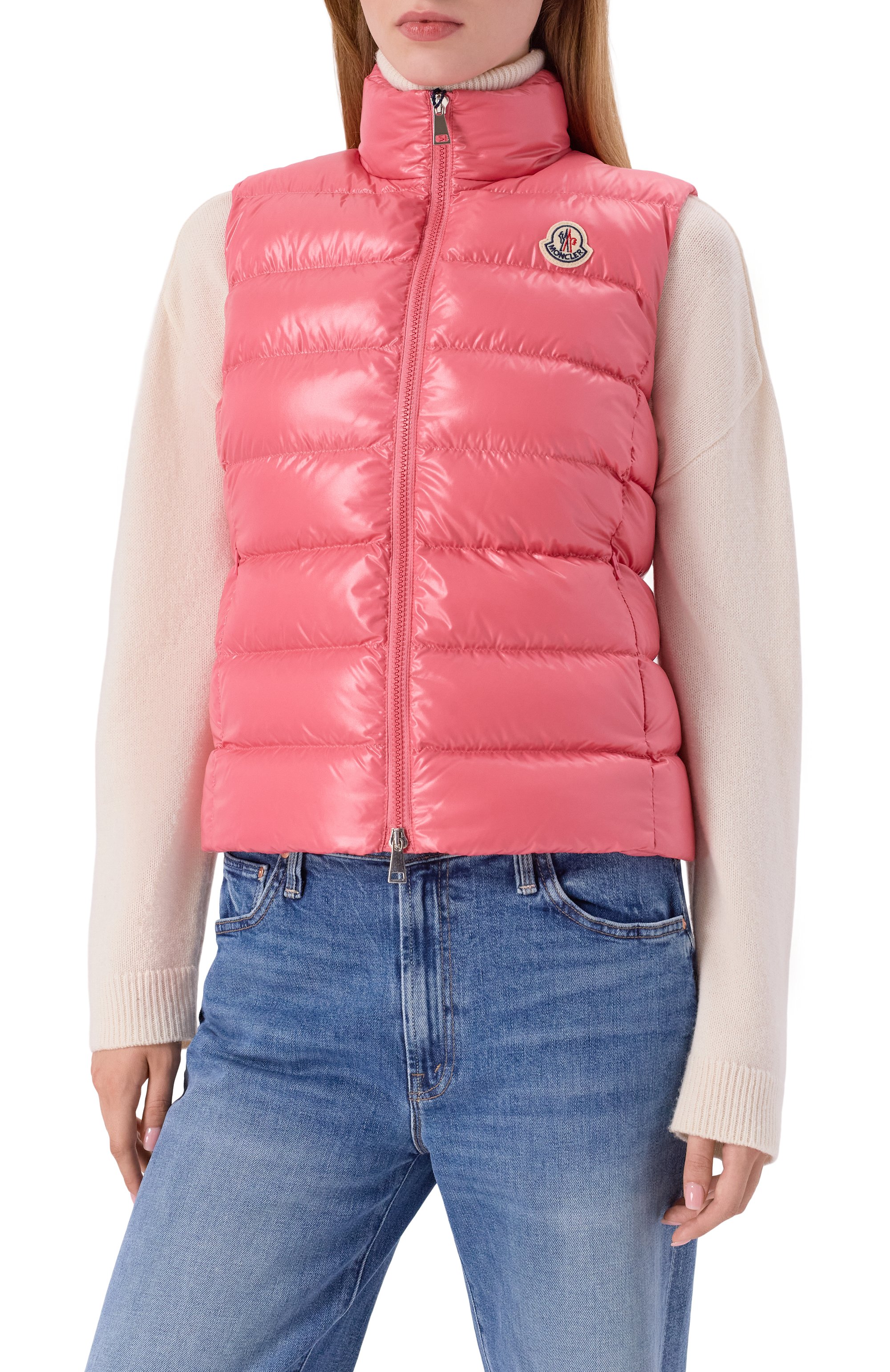 Пуховый жилет ghany MONCLER розового цвета по цене 68100 руб., арт. 1A525-00-68950, фото 3 Пуховый жилет ghany MONCLER, арт. 1A525-00-68950, фото 3