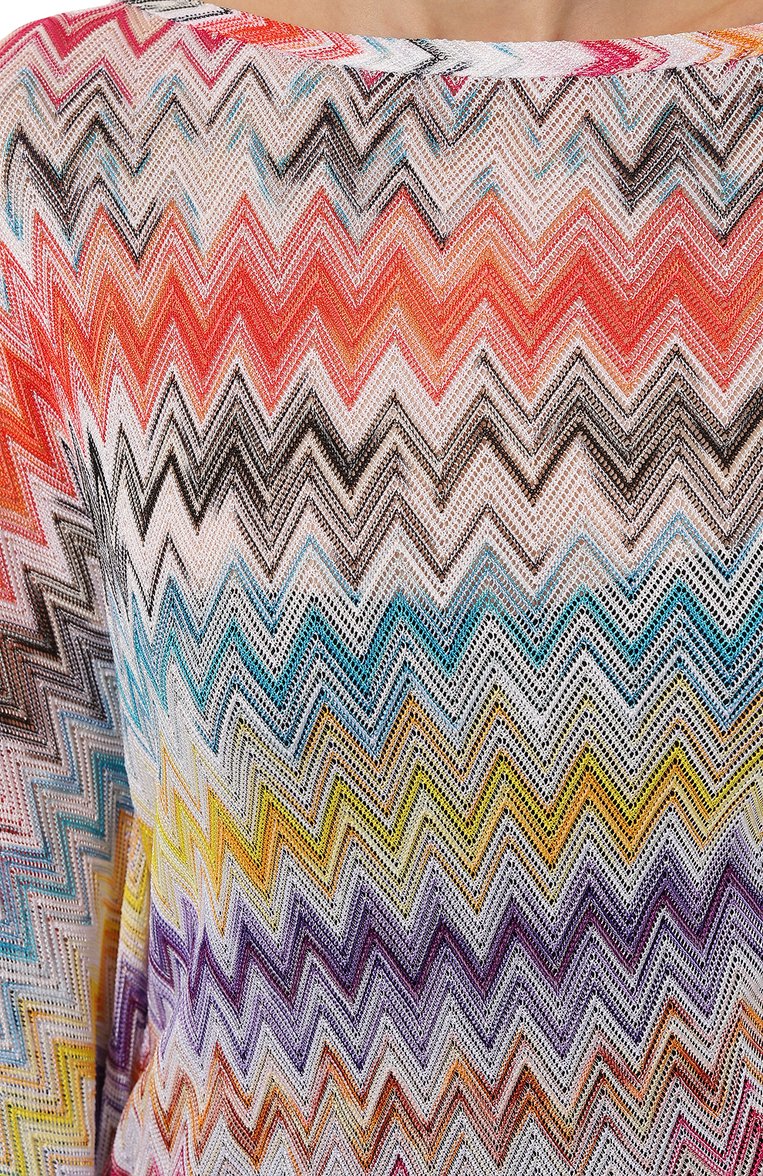 Женское платье из вискозы MISSONI разноцветного цвета, арт. MS23SQ0G/BR00JK | Фото 5 (Длина Ж (юбки, платья, шорты): Мини; Рукава: 3/4; Материал внешний: Вискоза; Женское Кросс-КТ: Платье-одежда, Платье-пляжная одежда; Кросс-КТ: Трикотаж; Случай: Повседневный; Стили: Романтичный; Автоматизация ТО: Проставлено; Автоматизация состава: Проставлено)