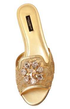 Женские текстильные шлепанцы rainbow bianca DOLCE & GABBANA золотого цвета, арт. CQ0023/AE637 | Фото 6 (Материал внешний: Текстиль; Каблук высота: Низкий; Материал внутренний: Натуральная кожа; Подошва: Плоская; Размерность: Идёт в размер; Автоматизация ТО: Проставлено; Автоматизация состава: Проставлено)
