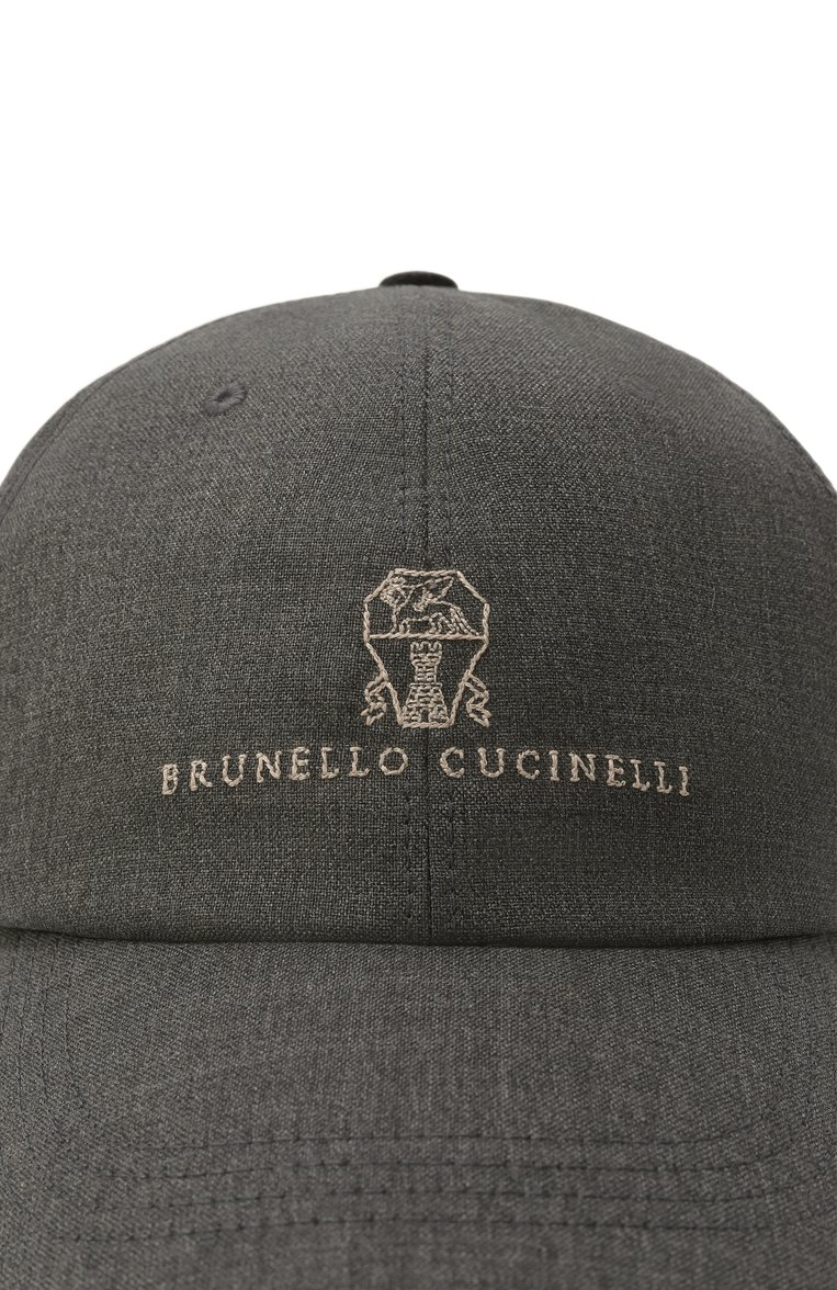 Мужская шерстяная бейсболка BRUNELLO CUCINELLI серого цвета, арт. MB4079850 | Фото 4 (Материал: Шерсть, Текстиль; Нос: Не проставлено)