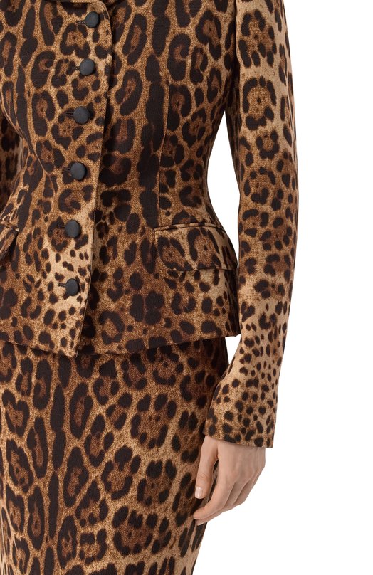 Шерстяной жакет Dolce & Gabbana F26AJT/FS2A3 Леопардовый  F26AJT/FS2A3 Фото 5
