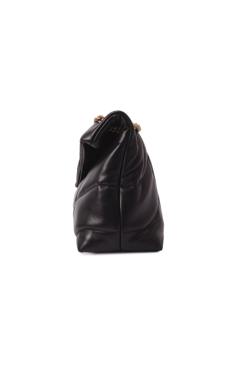 Женская сумка puffer medium SAINT LAURENT черного цвета, арт. 577475/1EL07 | Фото 4 (Размер: medium; Драгоценные камни: Проставлено; Ремень/цепочка: На ремешке; Материал: Натуральная кожа; Материал сплава: Проставлено)