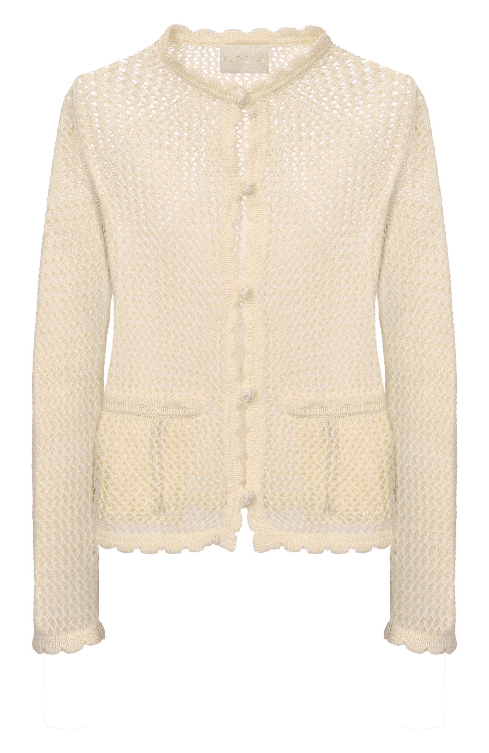 Хлопковый кардиган ELIE SAAB кремового цвета по цене 165000 руб., арт. J0230NBC26/CK024, фото 1 Хлопковый кардиган ELIE SAAB, арт. J0230NBC26/CK024, фото 1