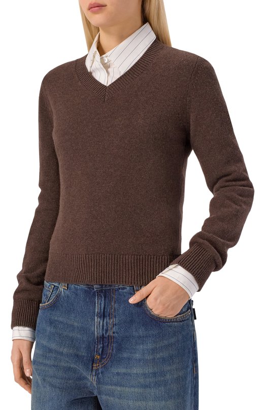 Шерстяной пуловер MM6 S62HN0007/M13187 Коричневый  S62HN0007/M13187 Фото 3