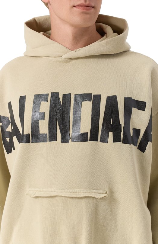 Хлопковое худи Balenciaga 744441/TSV86 Бежевый  744441/TSV86 Фото 5