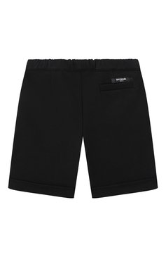 Детские хлопковые шорты BALMAIN черного цвета, арт. BW6619. | Фото 2 (Нос: Не проставлено; Материал сплава: Проставлено; Случай: Повседневный; Материал внешний: Хлопок; Ростовка одежда: 24 мес | 92 см, 36 мес | 98 см)