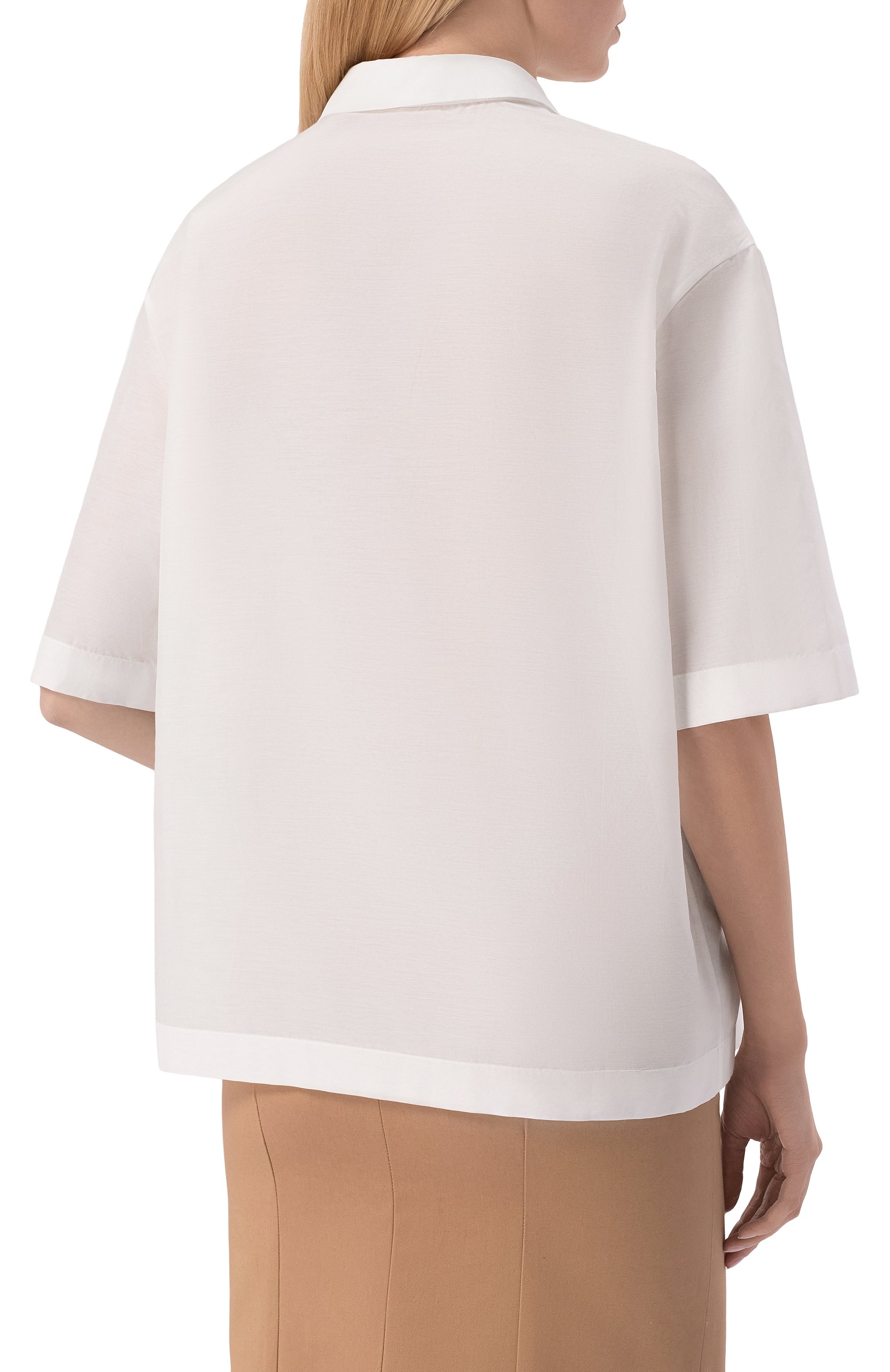 Рубашка из хлопка и шелка 12 STOREEZ бежевого цвета по цене 15000 руб., арт. 137701, фото 4 Рубашка из хлопка и шелка 12 STOREEZ, арт. 137701, фото 4