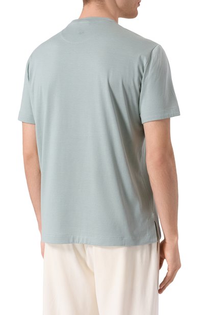 Футболка из шелка и хлопка COLOMBO бирюзового цвета по цене 75900 руб., арт. TS00404/M0146-J0, фото 4 Футболка из шелка и хлопка COLOMBO, арт. TS00404/M0146-J0, фото 4