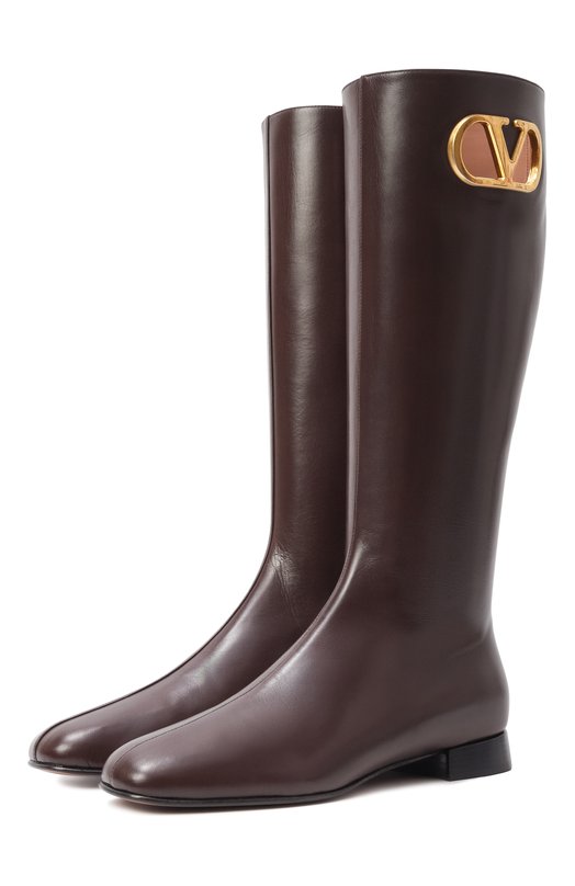 Кожаные сапоги VLogo Signature Valentino 7W2S0LI5/DDT Коричневый 7W2S0LI5/DDT