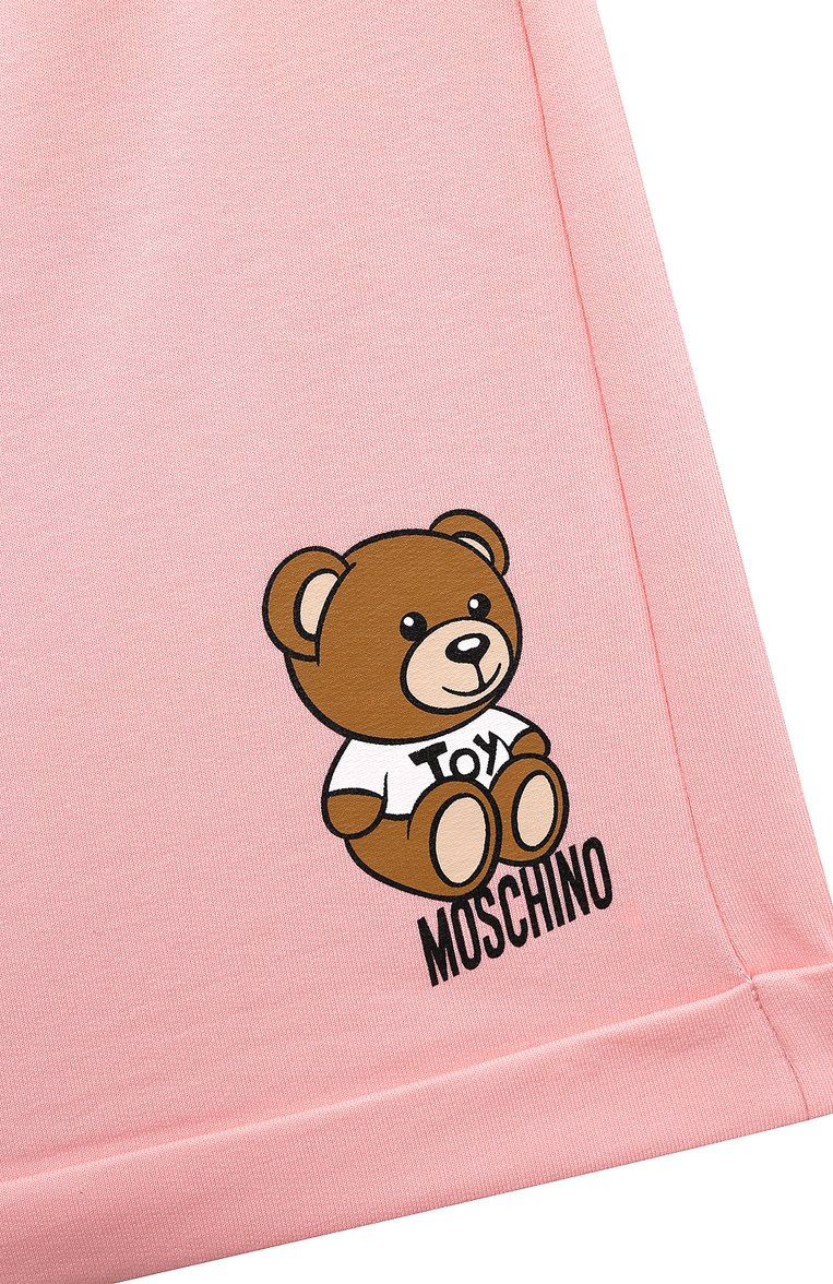 Детские хлопковые шорты MOSCHINO светло-розового цвета, арт. HDQ000/LDA00/10 | Фото 3 (Материал внешний: Хлопок; Случай: Повседневный; Тематический товар: Teddy Bear; Нос: Не проставлено; Материал сплава: Проставлено)