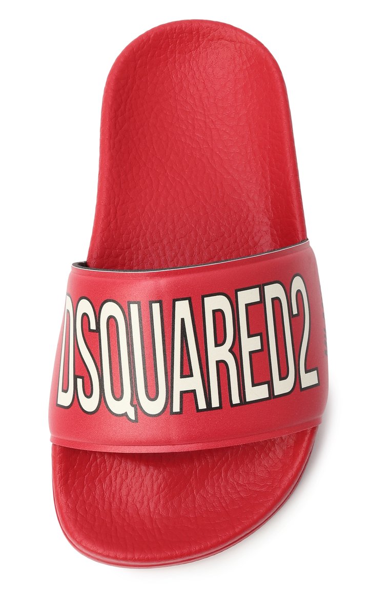 Детские шлепанцы DSQUARED2 красного цвета, арт. DQ0885/P8151 | Фото 4 (Автоматизация состава: Проставлено; Материал внешний: Экокожа; Нос: Не проставлено)