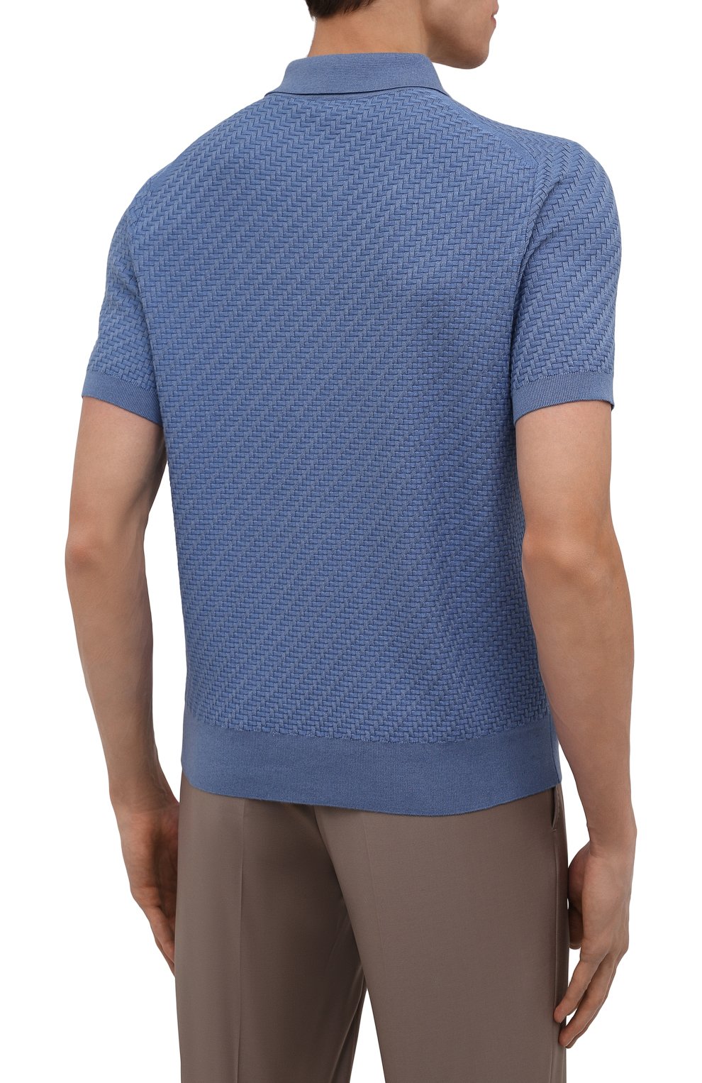 Поло из хлопка и шелка BRIONI голубого цвета по цене 104500 руб., арт. UMR200/P1K02, фото 4 Поло из хлопка и шелка BRIONI, арт. UMR200/P1K02, фото 4