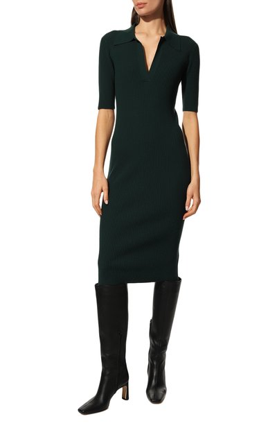 Шерстяное платье DRIES VAN NOTEN темно-зеленого цвета по цене 88400 руб., арт. 222-011262-5715, фото 3 Шерстяное платье DRIES VAN NOTEN, арт. 222-011262-5715, фото 3