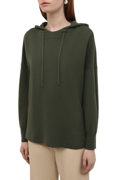 Худи из шерсти и кашемира ALLUDE хаки цвета по цене 39950 руб., арт. 215/17005, фото 3 Худи из шерсти и кашемира ALLUDE, арт. 215/17005, фото 3