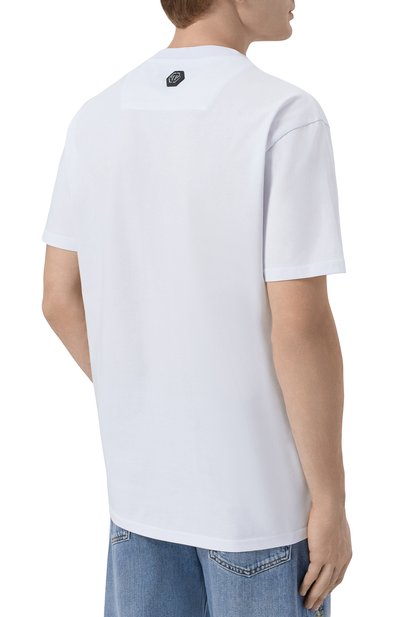 Хлопковая футболка PHILIPP PLEIN белого цвета по цене 47800 руб., арт. SAFC MTK8884 PJY002N, фото 4 Хлопковая футболка PHILIPP PLEIN, арт. SAFC MTK8884 PJY002N, фото 4