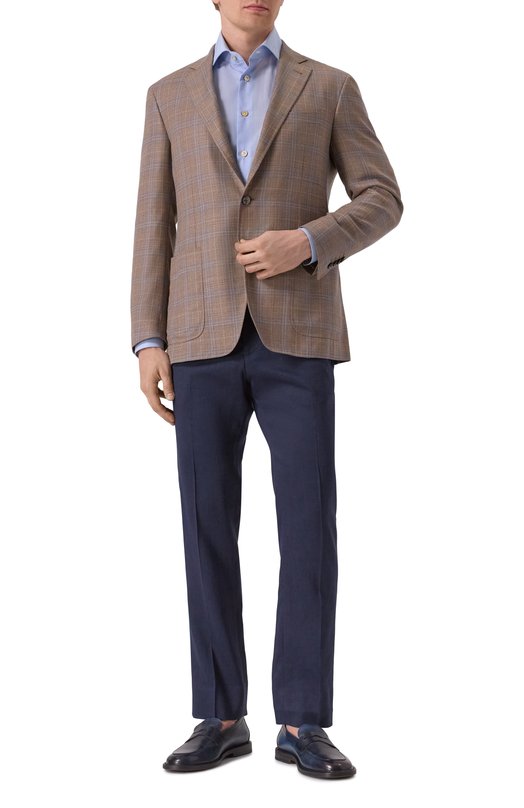 Хлопковая сорочка Kiton UCIH0920402 Голубой  UCIH0920402 Фото 2
