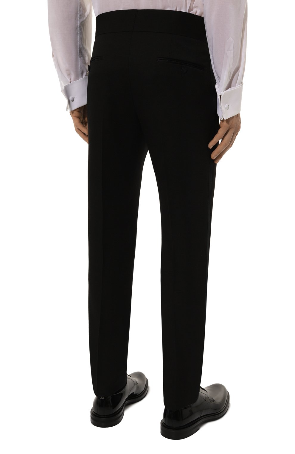 Брюки из шерсти и шелка DOLCE & GABBANA черного цвета по цене 154500 руб., арт. G6KHMT/FUBGC, фото 4 Брюки из шерсти и шелка DOLCE & GABBANA, арт. G6KHMT/FUBGC, фото 4