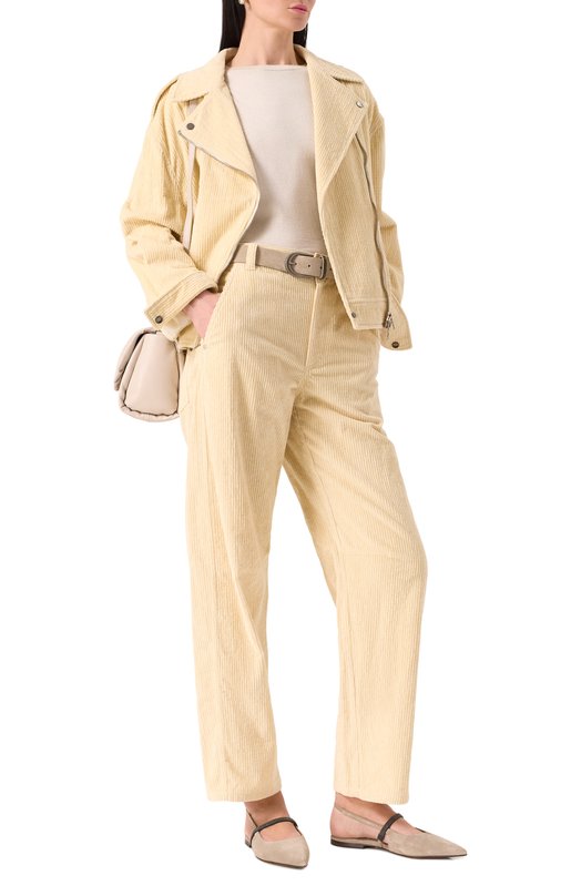 Футболка из кашемира и шелка Brunello Cucinelli M4181BP189 Кремовый  M4181BP189 Фото 2
